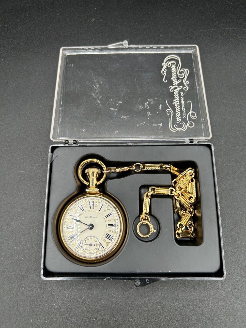 Westclox Gold Pocket Watch with Chain – Men’s Classic Accessory